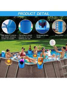 Portavasos para piscina, portavasos de plástico, adecuado para piscinas, portavasos de piscina de estilo de verano, adecuado para fiestas de verano, adecuado para la mayoría de las piscinas con estructura, incluye múltiples componentes - Accesorios de piscina. - Multicolor - Ver 3