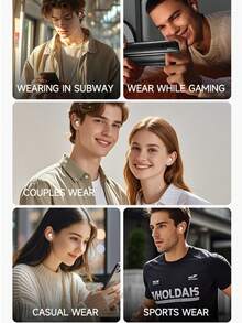 NEW SENYANG 森阳新款真无线蓝牙半入耳式耳机 - HiFi 立体声，杜比音效，TWS 真无线连接，触控操作，背光显示，适用于安卓和苹果手机，白色和金色设计，USB-C 充电，情人节礼物之选 - 均碼 - 查看 6