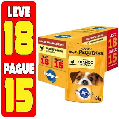 Sache Pedigree Para Cães Adultos Porte Pequeno Sabor Frango - Kit Promocional Leve 18 Pague 15
