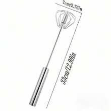 3/2/1 Pc Set Stainless Steel Semi-Automatic Egg Beater, Rotary Design Effortless & Efficient, Suitable For Whipping Cream & Eggs, Multipurpose Home Manual Whisk Tool, Durable & Easy To Clean