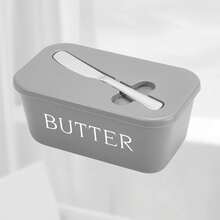 1pc, High-Grade Large Butter Dish, With Knife, Durable And Easy To Clean, Cabinet Butter Preservation Box, Suitable For Home Use, Durable Plastic, Kitchen Supplies, Holiday Theme