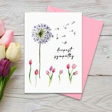Deeply Sympathy Greeting Card, Dandelion Tulips Thinking Of You, Condolence Card, Bereavement Card, Thinking Of You, Sympathy Card, Deeply Sorry For Your Loss