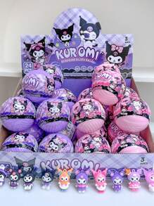 Sanrio 1 pieza Muñeca llavero de la cápsula sorpresa Kuromi, ornamento de muñeca colgante de bola sorpresa, figuras de dibujos animados lindas, bola sorpresa de cápsula de diversión de demolición, modelo de caja misteriosa de personaje de anime lindo, decoración de escritorio, decoración de automóvil, accesorios de cordón de personaje llavero, regalo de Navidad, regalo de cumpleaños