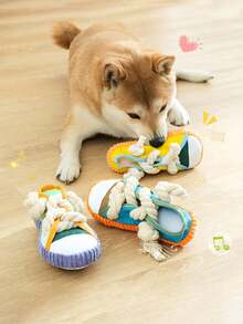 1-Pack Single Sneaker-Style Dog Chew Toy With Knot And Squeaky Ball - Durable Oxford Cloth Dog Chew Toy Suitable For Dogs Weighing 8-25 Lbs, With Interactive Squeaker, Perfect For Indoor And Outdoor Play For Puppies/Small/Medium Dogs. Made Of Nylon, Resistant To Pulling And Chewing, Standard Size Suitable For Various Small Breeds, Not Suitable For Large Dogs Or Aggressive Breeds, A Toy For Gentle Small Dogs.