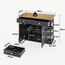 MERAX Kitchen Island With Folding Worktop, Multifunctional 120*65 Cm Expandable, 2 Drawers, Spacious Storage, On Wheels – Stylish Serving Cart For Kitchen, Dining Room & Living Room, Black