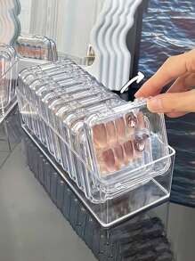 10/5/1pc Clear Nail Storage Box,Press-Type Fake Nail Organizer, Display Case For Acrylic Nails, Jewelry & Cosmetics,Compact Plastic Desktop Container For Salon & Home, DIY Beads & Nail Art Tools,Great For Christmas Gifts,Portable Box Wear Nail Packaging Box For Nail Art Jewelry Lovers Can Be Reused In Multiple Scenarios