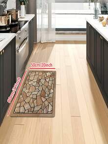1/2 tấm thảm lối vào, thảm họa tiết đá bất đối xứng chào mừng, thảm chống trượt polyester, thảm cửa ra vào trong nhà và ngoài trời, thảm nhà bếp, thảm chùi chân, hành lang, thảm phòng giặt, thảm phòng khách - màu nâu - Xem 6