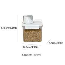 1 szt. Wiadro do przechowywania karmy dla zwierząt z miarką, pojemność 2800 ml, idealne do przechowywania karmy i przekąsek dla kotów i psów