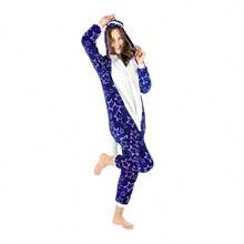 nerd hunters Adult Kigurumi Pajamas Plush Unisex Cosplay Costume Unicorn - 藏蓝色 - 查看 3