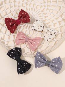 10 件适合幼儿女孩的星星图案发饰、多色蝴蝶结发夹、时尚百搭小辫发夹、女婴生日礼物、儿童婴儿发饰。 - 五角星圖案 - 查看 7