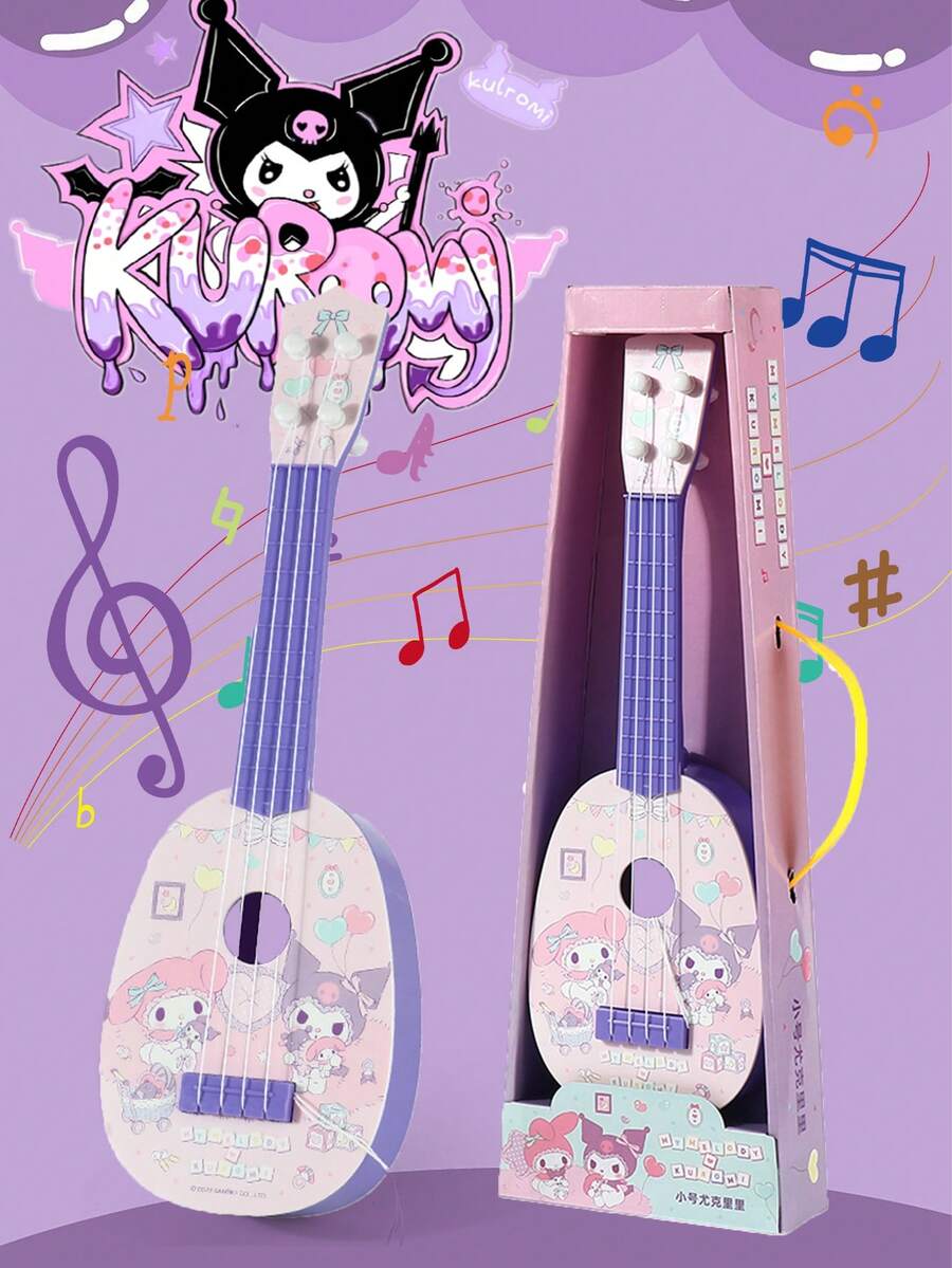 Sanrio 1Pc Kuromi 古典尤克里里吉他乐器初学者，互动亲子 Sanrio 音乐玩具。创意玩具逼真 4 弦吉他尤克里里。