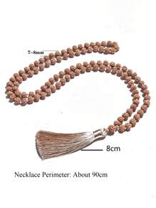 Colar de rosário com contas de rudraksha de 7-8 mm, japamala, 108 contas mala, meditação, ioga, joia abençoada para mulheres e homens, estilo retrô
