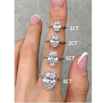 טבעת אירוסין/נישואין מכסף סטרלינג 925 1ct/2ct/5ct/8ct מבריקה, טבעת הבטחה/טבעת נצח לנשים, תכשיטים מעודנים מתנה