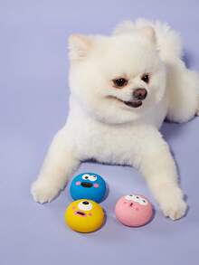 PETSIN 1/3 件狗狗发声玩具，带可爱大眼球设计，宠物橡胶咀嚼磨牙清洁球，带吱吱叫的狗狗玩具球，互动训练宠物用品 - 彩色 - 查看 2