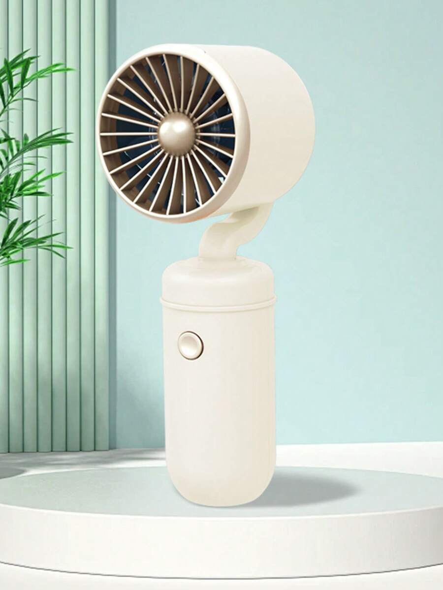 USB Rechargeable Portable Small Fan With Turbo Mini Electric Fan Handheld Simple Desktop Fan - Beige - View 1