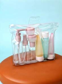 11 pièces Set de bouteilles de voyage pour les articles de toilette, contenants rechargeables de taille voyage pour le shampooing, le revitalisant, les lotions liquides, le savon, le gel douche. Indispensables pour les voyages et incontournables pour la rentrée scolaire