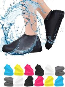 3 PIEZAS Cubiertas reutilizables de silicona para zapatos para hombres y mujeres - Protectores de zapatos impermeables y antideslizantes para viajes, cubiertas de botas transparentes con diseño flexible, accesorios livianos de lluvia para senderismo/camping, refrescantes de verano, playa, viajes