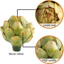 6 Pcs Large Green Artificial Artichokes Fake Vegetables And Fruits For Summer Kitchen Wedding Bowl And Vase Decorations