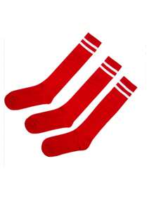 3 pares de calcetines de fútbol deportivos para niños, calcetines de fútbol de rayas de unicolor por encima de la rodilla para niños, calcetines altos adecuados para actividades al aire libre para niños y niñas de 3 a 9 años