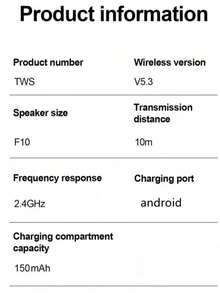 TWS A6S True Wireless Bluetooth Earbuds, Gaming Headphones, Stereo Bluetooth Earphones, Wireless Earbuds, Mini Bluetooth Headset With Microphone, Charging Case, Sports Gaming Earphones, 150mAh - Multicolor - View 4