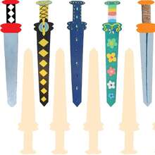 14pcs Unfinished Handmade DIY Painting Wooden Sword Blanks, Wooden Swords, DIY Craft Swords, Wooden Craft Paintings, Diamond Sticker Wooden Sword (Approx. 20cm) - Beige - View 4