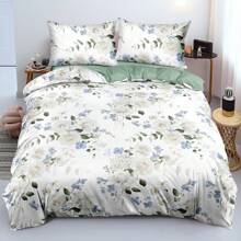 Juego de ropa de cama de 2/3 piezas con estampado de flores y plantas en 3D, juego de edredón con estampados florales frescos para compartir entre dormitorio y habitación, juego de edredón de decoración para el dormitorio (Tamaño 135x200 solo 1 funda de almohada)