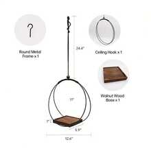 Boho Macrame Hanging Plant Hangers With Solid Black Wood Base - Indoor/Outdoor Rectangular Window Wall Ceiling Mounted Planters,  Wood Minimalist Design For Home Decor (Pots & Plants Not Included), Hanging Plant Holder, Indoor Outdoor Decor, Boho Chic Decor, Handcrafted Look, Interior Designers - màu đen - Xem 2