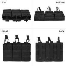 Tactical Molle Mag Pouch, Open-Top Molle Double/Triple Stacker 5.56 7.62 Magazine Pouches Holder Carrier For 9MM Magazines Holster (Magazines Do Not Include ,Only Sell Pouch) - 黑色 - 查看 5