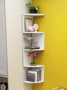 1pc Home Corner Shelf Wall-Mounted Triangle Shelf, Multifunctional Display Rack, Bookshelf, Storage Organizer For Living Room, Bedroom Without Drilling