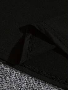 Camiseta de Cuello Redondo para Hombre con Patrón de David y Estampado de Letras - Negro - Ver 4