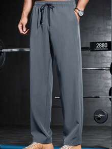 男士轻便舒适休闲运动户外裤，适合跑步、健身 - 深灰色 - 查看 3