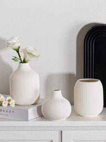 1 pièce Vase en céramique blanc, vases bohèmes pour la décoration de la maison, vase de style ferme moderne pour herbe de la pampa, fleurs, vases blancs décoratifs, centre de table pour mariage, salon, chambre à coucher, table de café, entrée