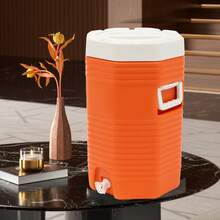 4-Gallon PU Insulated Beverage Cooler With 48-Hour Ice Retention, Stackable & Portable For Parties & Outdoors - Orange - View 6