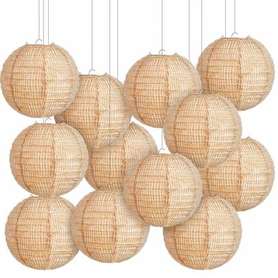 6 Pcs Print Burlap Paper Lanterns Round Chinese Paper Lanterns Decorative Farmhouse Classroom Decor Home Sweet Classroom Birthday Party Ceremonial Event