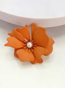 1pc Elegant Fashion Sexy Metal Flower Faux Pearl Inlaid Brooch/Lapel Pin For Women, Suitable For Party And Daily Wear