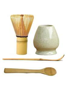 Set di 5 pezzi per preparare il Matcha - Ciotola per Matcha e frusta in bambù, colino per tè, cucchiaino, setaccio, supporto per frusta, kit di partenza perfetto per la cerimonia del tè Matcha (Verde) Back to School