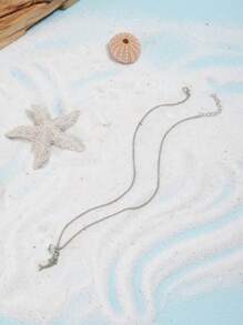 1 Piece Popular Women's Fashion Beach And Ocean Theme Personalized Shark Natural Stone Pendant Necklace, Ideal Gift For Wedding, Engagement Party, Beach Vacation