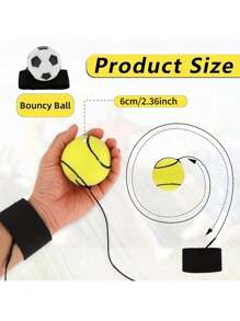 1 pieza Balón de rebote de baloncesto con muñequera, pelota elástica de PU de 60 mm de alto rebote para entrenamiento de jóvenes con correa para la muñeca - Juego deportivo de lanzamiento y rebote duradero, apto para actividades al aire libre como béisbol, baloncesto, fútbol, tenis - Pelota de entrenamiento de coordinación ojo-mano