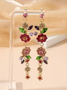 1 par de aretes elegantes y de lujo con diseño de flor de cristal de roca, adecuados como regalo para esposa, novia, Día de San Valentín, Día de la Madre, cumpleaños, Navidad
