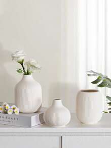 1 pièce Vase en céramique blanc, vases bohèmes pour la décoration de la maison, vase de style ferme moderne pour herbe de la pampa, fleurs, vases blancs décoratifs, centre de table pour mariage, salon, chambre à coucher, table de café, entrée