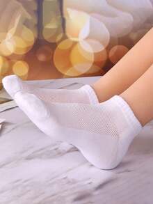 5 Pairs Men's Black, White, Gray Breathable Mesh Ankle Socks, Summer - Multicolor - View 7