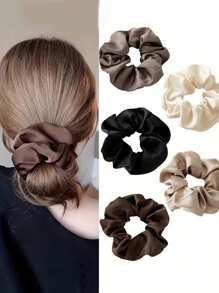 6 Stück/Set Oversized blaue Haargummis, elegante Haarbänder, süße Haarseile, koreanischer Stil Haraccessoires, Haraccessoires, Haargummis