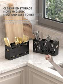 1 Piece, 3 Compartments Cutlery Box, Large Capacity Silverware Rack, Multi-Purpose Cutlery Rack, Cutlery Box, Fork, Spoon, Knife, Fashionable Cutlery Rack, Kitchen Organizer