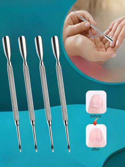 2/4Pcs Cuticle Pusher Double Sided,Sharp Edge Spoon Shaped Dual Ended Cuticle Pusher Remover Cleaner ,Stainless Steel Manicure Pedicure Manicure Care Tool, For Cuticles And Calluses Removal,Foot And Nail Care Tools,Cuticle Tool Sets,Gifts For Family, Friends, Lovers, Back To School,Halloween,Christmas