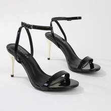 Berness Women's Katalia Black Patent Minimalist Stiletto Heels - Black - View 2