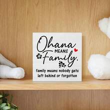 1pc Family Signs For Home Decor, Farmhouse Ohana Means Family Wood Sign Home Living Room Hallway Bedroom Kitchen Desk Shelf Table Decoration 5 X 5 Inch - 4Th Of July, Father'S Day, Mother'S Day Gift - 5x5inch/12.7x12.7cm - View 2