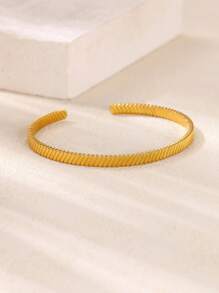 1 Peça Pulseira de Aro Simples Minimalista para Mulheres, Cor Dourada, Aço Inoxidável Oval Aberto e Ajustável, Acessório de Joias Clássico e Versátil para Festa