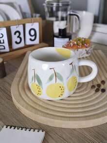 1pc Japanese Countryside Style Hand-Painted Orange Ceramic Coffee Mug, Suitable For Home, Office, Gift-Giving Back To School
