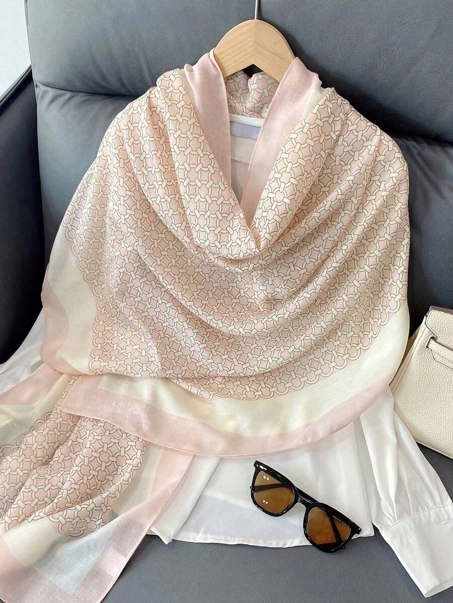 1pc Circle Pattern Scarf, Simple & Practical Multifunctional Long Shawl For Dress - Multicolor - View 1