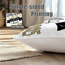 1pc Graduation Season Simple Blessing Message Printed Decorative Pillow Cover [No Pillow Insert], 17.7*17.7in(45*45cm), [Single-Sided Printing] Polyester Cushion Cover, Room Decor, Home Decor, Bedroom Decor, Room Decoration Stuff, For Sofa, Bed, Living Room, Bedroom, Car, Office, Hotel Decoration, Throw Pillow Covers For All Seasons, Perfect Gift For Family And Friends